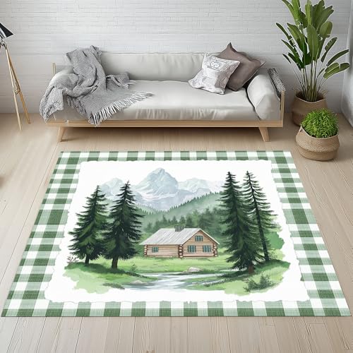 Vintage Gebirge Kiefer Teppich Weicher Kurzflor 240 x 340 cm Rustikaler Dorf Carpet rutschfest Waschbarer Teppiche für Wohnzimmer Schlafzimmer Bürostuhl Kinderzimmer Vintage Gebirge Kiefer Teppich Weicher Kurzflor 240 x 340 cm Rustikaler Dorf Carpet rutschfest Waschbarer Teppiche für Wohnzimmer Schlafzimmer Bürostuhl Kinderzimmer von Generisch