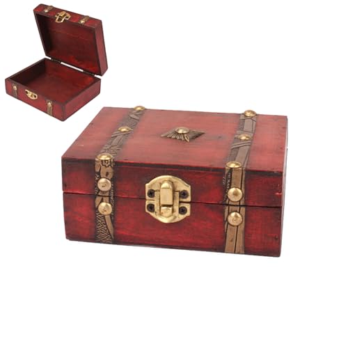 Vintage Holz Schatztruhe, Vintage hölzerne Aufbewahrungsbox, Kleine Truhe Schatztruhe zur Aufbewahrung, Dekorative Aufbewahrungsbox mit Metallverschluss, Handgefertigte Schatztruhe Vintage Holz Schatztruhe, Vintage hölzerne Aufbewahrungsbox, Kleine Truhe Schatztruhe zur Aufbewahrung, Dekorative Aufbewahrungsbox mit Metallverschluss, Handgefertigte Schatztruhe von Generisch