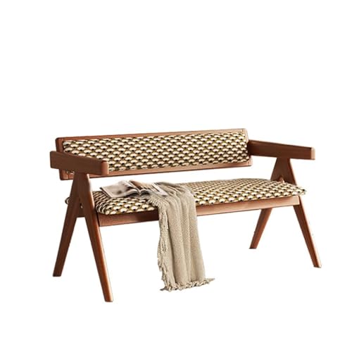 Vintage Holzbank mit Polsterung und V-förmigen Beinen, starke Tragfähigkeit für den Innen- und Außenbereich im Esszimmer oder auf der Terrasse von Generisch