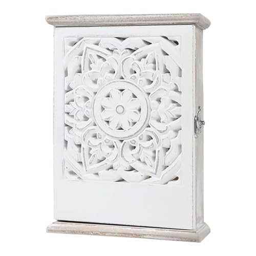 Vintage-Holzschlüsselbox-6-hoch-Wandmontage-Schlüsselregal und abschließbarer Halter für sichere Lagerung | Dekorativer Sicherheitsorganisator mit stilvollem Design für Terrasse, Eingangs-, Bür von Generisch