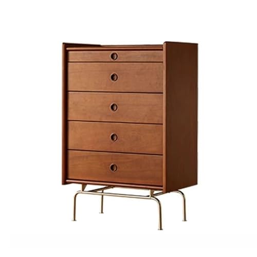 Vintage Kommode mit 5 Schubladen für Schlafzimmer – Holzschrank kleine Kommode Stilvolle Sofa Sideboard Nizer Rustikales Bruin-Finish von Generisch