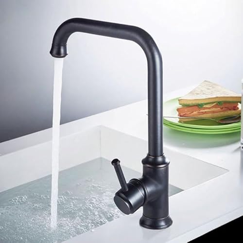 Vintage Küchenarmatur Schwenkauslauf Spültischarmatur Einhebel Messing Schwarz Antik Retro Küchenspüle Armaturen 1 Loch Design für Moderne Häuser von Generisch