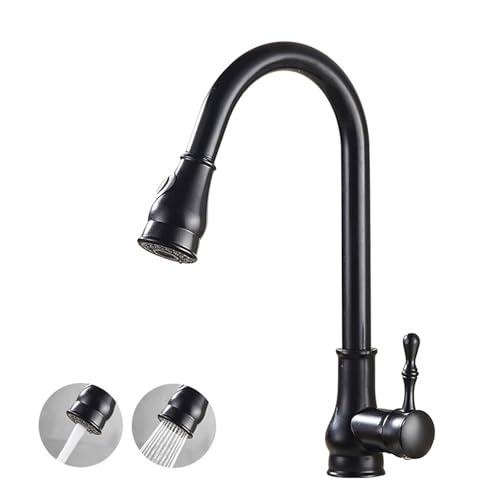Vintage Küchenspüle Wasserhahn mit herausziehbarem Sprühkopf 360° Schwenkbar Messing Schwarz Finish - Stilvolles Retro-Design für moderne Küchen Einfache Installation Vintage Küchenspüle Wasserhahn mit herausziehbarem Sprühkopf 360° Schwenkbar Messing Schwarz Finish - Stilvolles Retro-Design für moderne Küchen Einfache Installation von Generisch