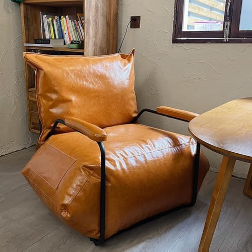 Vintage Lackleder Armloser Akzentstuhl – Moderner gepolsterter Seitenstuhl für Wohnzimmer Heimdekoration – Möbel, Sofa, Couch, Lounge, Lesen von Generisch
