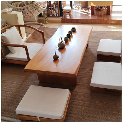 Vintage Massivholztisch – Japanischer niedriger rechteckiger Teetisch für Boden-Sitzgelegenheiten, stilvolle Akzentmöbel für Wohnzimmer, 100 x 50 x 35 cm, langlebiges und elegantes Design von Generisch
