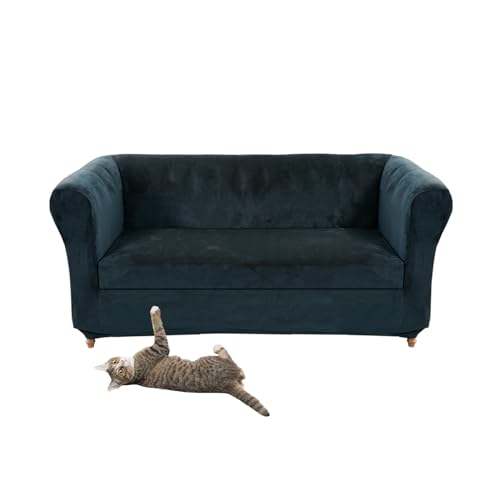 Vintage Navy Blue Stretch Velvet Sofa Cover with Cushion Slipcover for Curved Sofa and Sessel Elegant Protective Furniture Cover for 3 Seater Couch Vintage Navy Blue Stretch Velvet Sofa Cover with Cushion Slipcover for Curved Sofa and Sessel Elegant Protective Furniture Cover for 3 Seater Couch von Generisch