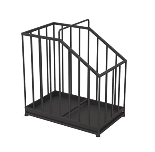 Vintage Schmiedeeisen Schirmständer mit Abtropfschale – freistehender Gehstockhalter, elegante Aufbewahrungslösung für den Eingangsbereich für Zuhause, Flur oder Veranda (Nero) von Generisch