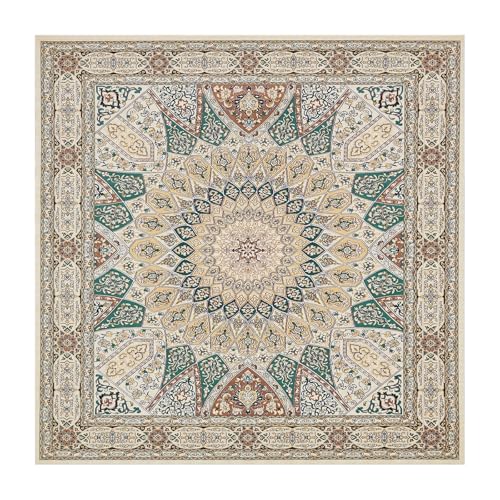 Vintage Smaragdgrün & Braun Beige Area Rug Modern Low-Pile Design 190x190cm Perfekt für Wohnzimmer oder Schlafzimmer Dekor von Generisch