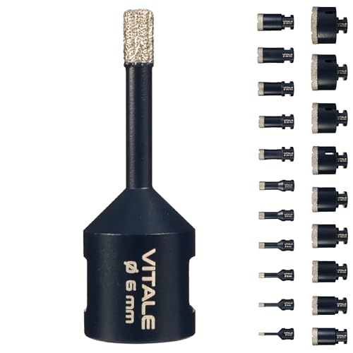 Vitale Diamant Fliesenbohrer M14 Segmenthöhe 11mm | Pro Diamantbohrer Lochsäge für Fliesen Keramik Marmor Travertin Naturstein | nasse & trockene andwendung (Ø 6mm) von Generisch