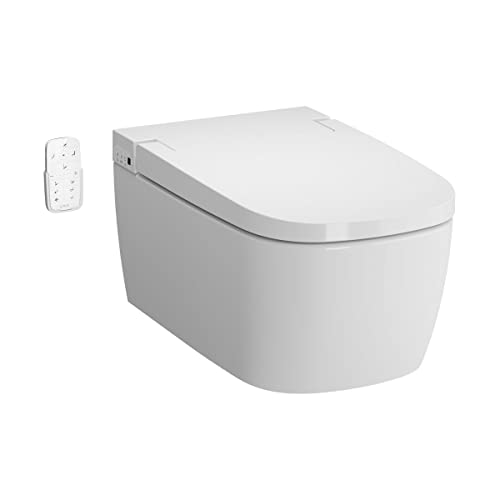 VitrA V-care 1.1 Comfort Dusch-WC V-Care Spülrandlos Wand Hänge WC mit Oberflächenveredelung, VitrA Clean, inkl. Kinderfunktion & Entkalkungsfunktion, Bidetfunktion Duschtoilette Fernbedienung 6196 von Generisch