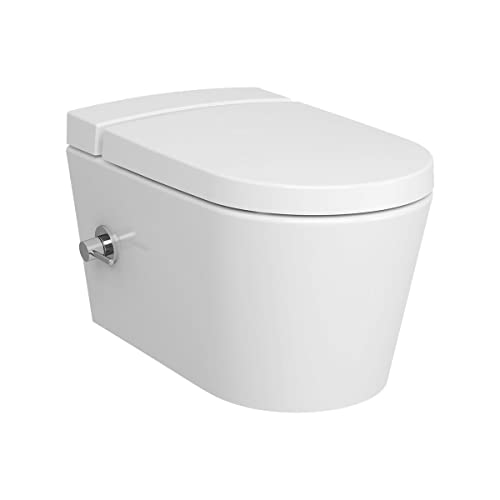 Vitra Option Nest Wand-WC mit Bidetfunktion und integrierter Thermostat-Armatur, mit Waschmitteltank, ohne Spülrand, inkl. Armatur und Softclose WC-Sitz von Generisch