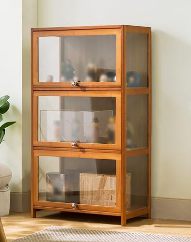 Vitrine, Curio Schrank mit Glastüren, Bambusrahmen, Lagerregale, Acrylglastür, starke Tragfähigkeit Vitrine, Curio Schrank mit Glastüren, Bambusrahmen, Lagerregale, Acrylglastür, starke Tragfähigkeit von Generisch