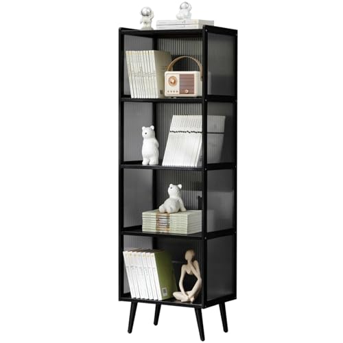Vitrine, transparente 3-seitige Vitrine, Bambus-Multifunktions-Bücherregal, starke Tragfähigkeit, ideal für Zuhause oder Büro Organisation von Generisch