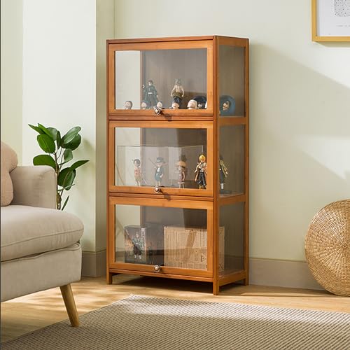 Vitrine Vitrine mit Acrylglastür, natürlicher Bambus, 1-5 Etagen Stauraum, hohe Kapazität, Klapptür für Sammlerstücke Vitrine Vitrine mit Acrylglastür, natürlicher Bambus, 1-5 Etagen Stauraum, hohe Kapazität, Klapptür für Sammlerstücke von Generisch