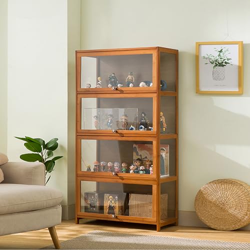 Vitrine aus Bambus mit hoher Kapazität – 1-5 Etagen Curio Case mit Acrylglastür für Sammlerstücke, Klapp-Aufbewahrung, starke Tragfähigkeit, elegante Wohnkultur Vitrine aus Bambus mit hoher Kapazität – 1-5 Etagen Curio Case mit Acrylglastür für Sammlerstücke, Klapp-Aufbewahrung, starke Tragfähigkeit, elegante Wohnkultur von Generisch