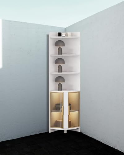 Vitrine aus Glas mit offener Oberseite und Tür aus gehärtetem Glas, stilvolles Design für Wohnzimmer oder Einzelhandel von Generisch