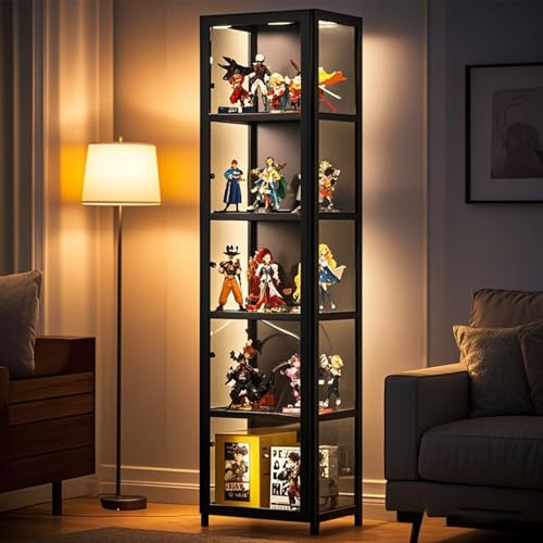 Vitrine mit Doppeltür, Acryl-Vitrine, Curio und Sammlerstücke, transparente Vitrine, Boden, staubdicht, Design für Wohnzimmer und Schlafzimmer, ohne Licht (42 x 33 x 130 cm/schwarz) von Generisch