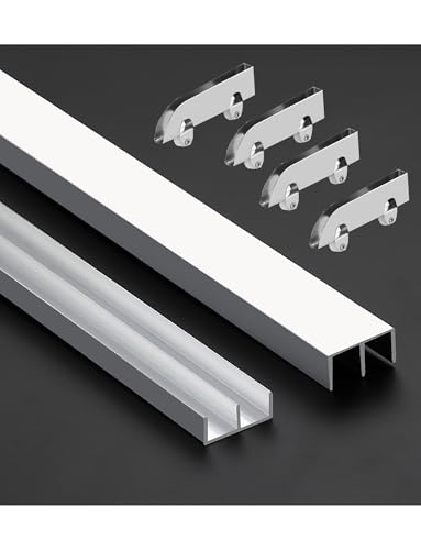 Vitrinen-Gleitschiene – Doppelk-Aluminiumschienen für 5–8 mm Acrylglastüren, Bergrillenführung mit Anti-Sprungrollen von Generisch