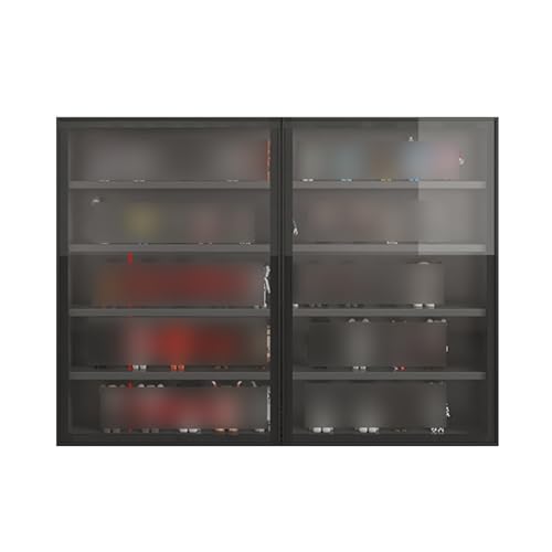 Vitrinen mit 4/5/6/7 Ebenen, Figuren-Vitrine, Wandvitrine mit Glastür, Wohnzimmer, Schlafzimmer, Ornamente, Aufbewahrungsregale, Sammlerstück-Organizer (schwarz, (L x B x H) 80 x 12,5 x 82 cm) von Generisch
