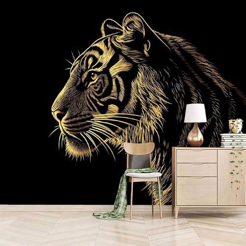 Vlies Fototapete 200x140cm Goldene Linien Umreißen Den Tiger Selbstklebende Vliestapete - Atmungsaktiv & Schimmelhemmend - Tier Wandtapete Bildtapete 3d Effekt Für Wohnzimmer Schlafzimmer Vlies Fototapete 200x140cm Goldene Linien Umreißen Den Tiger Selbstklebende Vliestapete - Atmungsaktiv & Schimmelhemmend - Tier Wandtapete Bildtapete 3d Effekt Für Wohnzimmer Schlafzimmer von Generisch