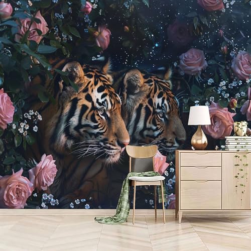 Vlies Fototapete 200x140cm Rosen Umgeben Tiger Selbstklebende Vliestapete - Atmungsaktiv & Schimmelhemmend - Tier Wandtapete Bildtapete 3d Effekt Für Wohnzimmer Schlafzimmer Vlies Fototapete 200x140cm Rosen Umgeben Tiger Selbstklebende Vliestapete - Atmungsaktiv & Schimmelhemmend - Tier Wandtapete Bildtapete 3d Effekt Für Wohnzimmer Schlafzimmer von Generisch
