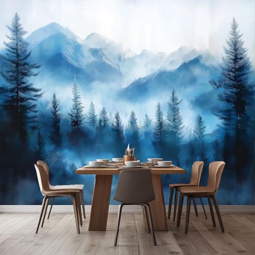 Vlies Fototapete 250 x 175 cm, Natur Kiefernwald Silhouette Motivtapeten Wandbild Dekoration, Blaugrau Wald Wandtapete für Schlafzimmer Wohnzimmer Moderne Wand dekoration Vlies Fototapete 250 x 175 cm, Natur Kiefernwald Silhouette Motivtapeten Wandbild Dekoration, Blaugrau Wald Wandtapete für Schlafzimmer Wohnzimmer Moderne Wand dekoration von Generisch
