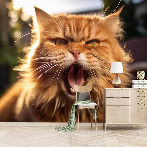 Vlies Fototapete 250x175cm Wütende Orange Katze Selbstklebende Vliestapete - Atmungsaktiv & Schimmelhemmend - Tier Wandtapete Bildtapete 3d Effekt Für Wohnzimmer Schlafzimmer Vlies Fototapete 250x175cm Wütende Orange Katze Selbstklebende Vliestapete - Atmungsaktiv & Schimmelhemmend - Tier Wandtapete Bildtapete 3d Effekt Für Wohnzimmer Schlafzimmer von Generisch
