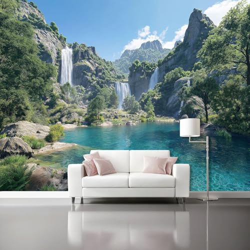 Vlies Fototapete 350 x 256 cm, Natur Berge Landschaft Motivtapeten Wandbild Dekoration, Bunt Wandtapete für Schlafzimmer Wohnzimmer Moderne Wand dekoration von Generisch