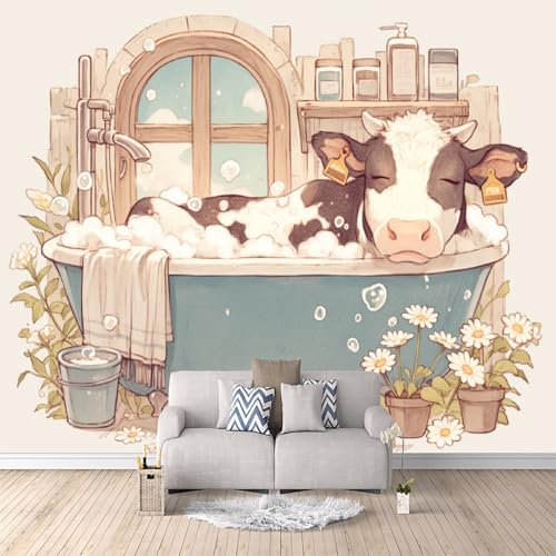 Vlies Fototapete 400x280cm Cartoon-Kuh Beim Baden Selbstklebende Vliestapete - Atmungsaktiv & Schimmelhemmend - Warmer Stil Wandtapete Bildtapete 3d Effekt Für Wohnzimmer Schlafzimmer Vlies Fototapete 400x280cm Cartoon-Kuh Beim Baden Selbstklebende Vliestapete - Atmungsaktiv & Schimmelhemmend - Warmer Stil Wandtapete Bildtapete 3d Effekt Für Wohnzimmer Schlafzimmer von Generisch