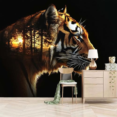 Vlies Fototapete 400x280cm Tiger Im Sonnenuntergang Selbstklebende Vliestapete - Atmungsaktiv & Schimmelhemmend - Kreative Landschaftstiere Wandtapete Bildtapete 3d Effekt Für Wohnzimmer Schlafzimmer Vlies Fototapete 400x280cm Tiger Im Sonnenuntergang Selbstklebende Vliestapete - Atmungsaktiv & Schimmelhemmend - Kreative Landschaftstiere Wandtapete Bildtapete 3d Effekt Für Wohnzimmer Schlafzimmer von Generisch