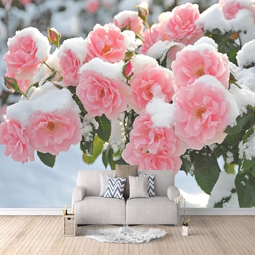Vlies Fototapete Blumen 300 x 210 cm (B x H) - Foto Tapete Schlafzimmer Wohnzimmer Vliestapete XXL Wandtapete 3D Effekt Wand Dekoration - Rosa Blüten Und Grüne Blätter c-B-1017-a-a von Generisch