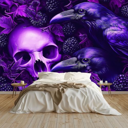 Vlies Fototapete Fantasie Krähe Totenkopf 350 x 256 cm Tapeten Vliestapete Wand Dekoration Lila, Moderne Fototapete – Schlafzimmer Wohnzimmer Kinderzimmer Jugendzimmer Vlies Fototapete Fantasie Krähe Totenkopf 350 x 256 cm Tapeten Vliestapete Wand Dekoration Lila, Moderne Fototapete – Schlafzimmer Wohnzimmer Kinderzimmer Jugendzimmer von Generisch