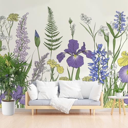 Vlies Fototapete Iris, Glockenblume, Gänseblümchen 350x256cm (B x H) Wandtapete Tapeten Wohnzimmer Schlafzimmer Jugendzimmer Büro Flur Moderne Design Wand Dekoration Tapete Natür Pflanzen Und Blumen von Generisch