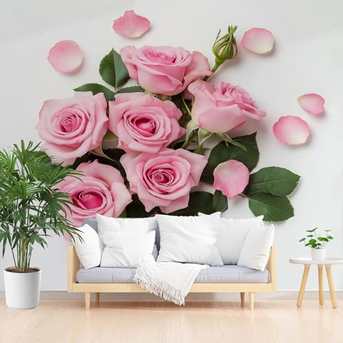 Vlies Fototapete Natur Rose Blume 500x317cm (B x H) - Foto Tapete Schlafzimmer Wohnzimmer Moderne Vliestapete Pflanzen Rose Wandtapete Motivtapeten 3d Effekt Wand Dekoration von Generisch