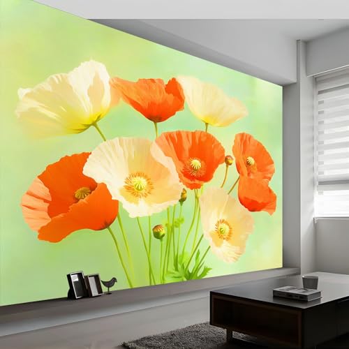 Vlies Fototapete - Tapete Aquarell Pflanzen Mohnblumen 350 x 256 cm Moderne Vliestapete Wohnzimmer Foto Tapete XXL Wandtapete Motivtapeten Gelbgrün, für Schlafzimmer Esszimmer Vlies Fototapete - Tapete Aquarell Pflanzen Mohnblumen 350 x 256 cm Moderne Vliestapete Wohnzimmer Foto Tapete XXL Wandtapete Motivtapeten Gelbgrün, für Schlafzimmer Esszimmer von Generisch