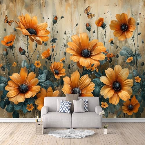 Vlies fototapete 3d Gelbe Blumen Tapeten für Wohnzimmer Schlafzimmer Malerei Moderne Vliestapete Wandtapete Motivtapeten-250x175cm Vlies fototapete 3d Gelbe Blumen Tapeten für Wohnzimmer Schlafzimmer Malerei Moderne Vliestapete Wandtapete Motivtapeten-250x175cm von Generisch