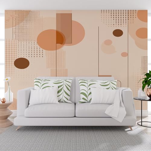 Vliestapete Fototapete Mittelalterliche Geometrie Linien 390x260cm (B x H) Fototapeten Tapeten Moderne Wand Dekoration XXL Wandtapete Geometrie Sonne Orange Tapete Schlafzimmer Wohnzimmer von Generisch