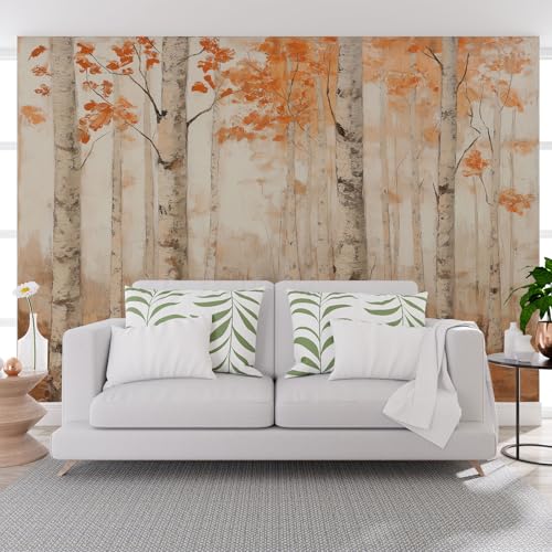 Vliestapete Herbst Pflanze Baum Gelb 365x254cm (B x H) -Tapete Modern Natur Dschungel Landschaft Vlies Fototapete Wohnzimmer Schlafzimmer - Foto Tapeten Wand Wandtapete Wall Paper von Generisch