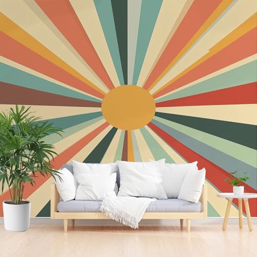 Vliestapete Mittelalterliche Geometrie Sonne 400x280cm (B x H) -Tapete Modern Farbige Geometrie Streifen Vlies Fototapete Wohnzimmer Schlafzimmer - Foto Tapeten Wand Wandtapete Wall Paper von Generisch