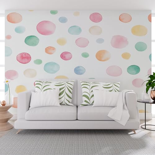 Vliestapete - Tapete Aquarell Oval Geometrie Bunt 400x280cm (B x H) - Fototapete 3d Effekt - Wanddekoration fur Wohnzimmer Schlafzimmer Tapeten - Wandtapete Einfach zu Montieren - Abstrakt Geometrie von Generisch