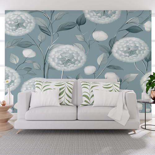 Vliestapete - Tapete Luxus Pflanzen Blumen Blau 350x256cm (B x H) - Fototapete 3d Effekt - Wanddekoration fur Wohnzimmer Schlafzimmer Tapeten - Wandtapete Einfach zu Montieren - Natur Blumen Blau von Generisch
