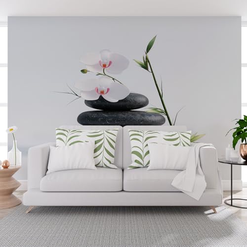 Vliestapete - Tapete Natur Kieselsteine ​​Orchidee 500x280cm (B x H) - Fototapete 3d Effekt - Wanddekoration fur Wohnzimmer Schlafzimmer Tapeten - Wandtapete Pflanzen Und Blumen von Generisch