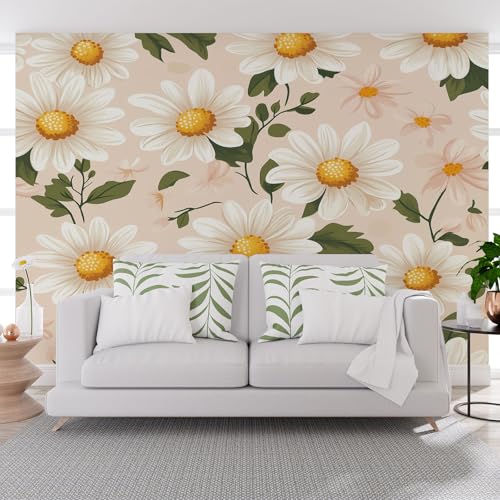 Vliestapete - Tapete Natur Pflanzen, Gänseblümchen 500x280cm (B x H) - Fototapete 3d Effekt - Wanddekoration fur Wohnzimmer Schlafzimmer Tapeten - Wandtapete Pflanzen Blumen Blätter von Generisch