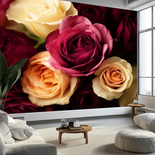 Vliestapete Wandtapete 350 x 256 cm (B x H), Exquisit Blumen Elegant Panorama Fototapete Dekoration - Magenta Tapete UV-Beständig Für Mädchen Jungs Schlafzimmer Wohnzimmer von Generisch
