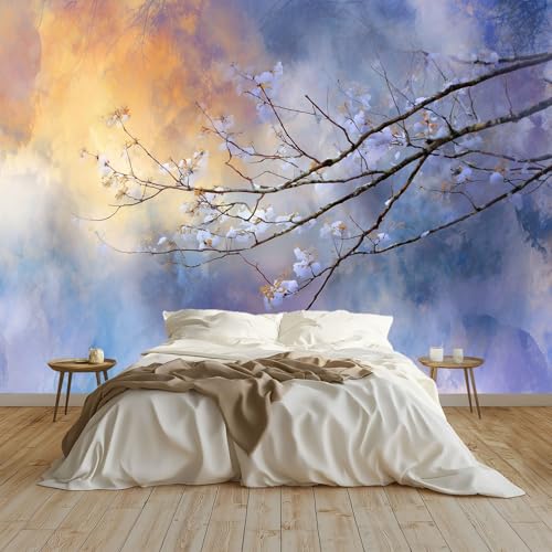 Vliestapete Wandtapete 400 x 280 cm (B x H), Elegant Abstrakt Künstlerisch Panorama Fototapete Dekoration - Grau Violett Tapete UV-Beständig Für Mädchen Jungs Schlafzimmer Wohnzimmer von Generisch