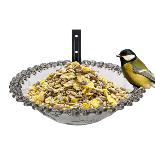 Vogelbad - 9 Zoll Blumenform Transparente Beckenfutterstatue | PP Eisenwand montiertes transparentes Vogelbad | Baumhängung Trinkwasser Vogelhäuschen für Balkon Vogelbad - 9 Zoll Blumenform Transparente Beckenfutterstatue | PP Eisenwand montiertes transparentes Vogelbad | Baumhängung Trinkwasser Vogelhäuschen für Balkon von Generisch
