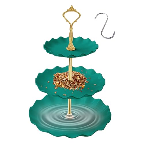 Vogelbadefuttermittel | Outdoor Birds Basin | Hanging Feeding Bowl | S-förmiger Haken mehrschichtiger Spatzen Bad | Langlebige Vogelheime 3-Layer-Tablett für Gartenbalkon Vögel sheset von Generisch