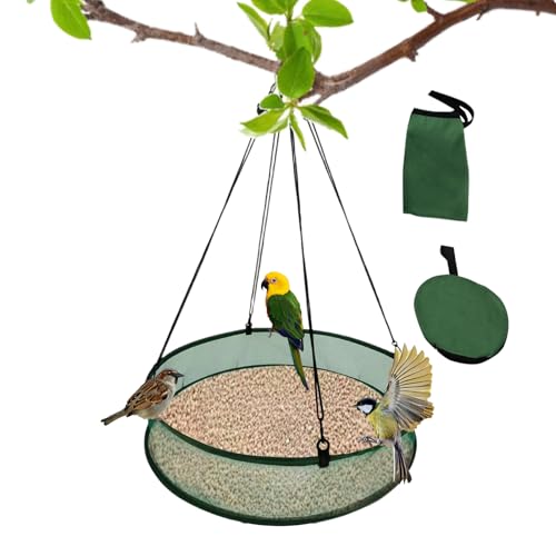Vogelfutterstation Samenfänger Tablett | Hängender Vogelfutterspender mit Tablett | Sämlingsfänger Hängender Reifen | Hochfester platzsparender Vogelfutterkorb für Auffahrt, Hof, Terrasse von Generisch