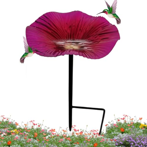 Vogelfutterstation – dekorative Vogelfutterstation – wasserdichte Blumenform Gartenfutterstation | mit Tablett und Stange | Metallpfahl für den Außenbereich, Hof, Terrasse, Rasen von Generisch