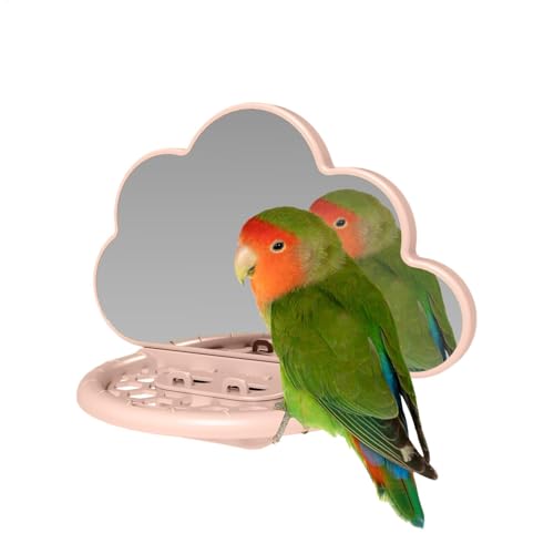 Vogelkäfigspiegel mit Sitzstange, Vogelspielzeug mit Spiegel, Vogelspiegel und Sitzstange Combo, Sittichspiegel mit Sitzstange, reflektierender Spiegel für Vögel, Sitzstange Spiegel für Vogelkäfige von Generisch